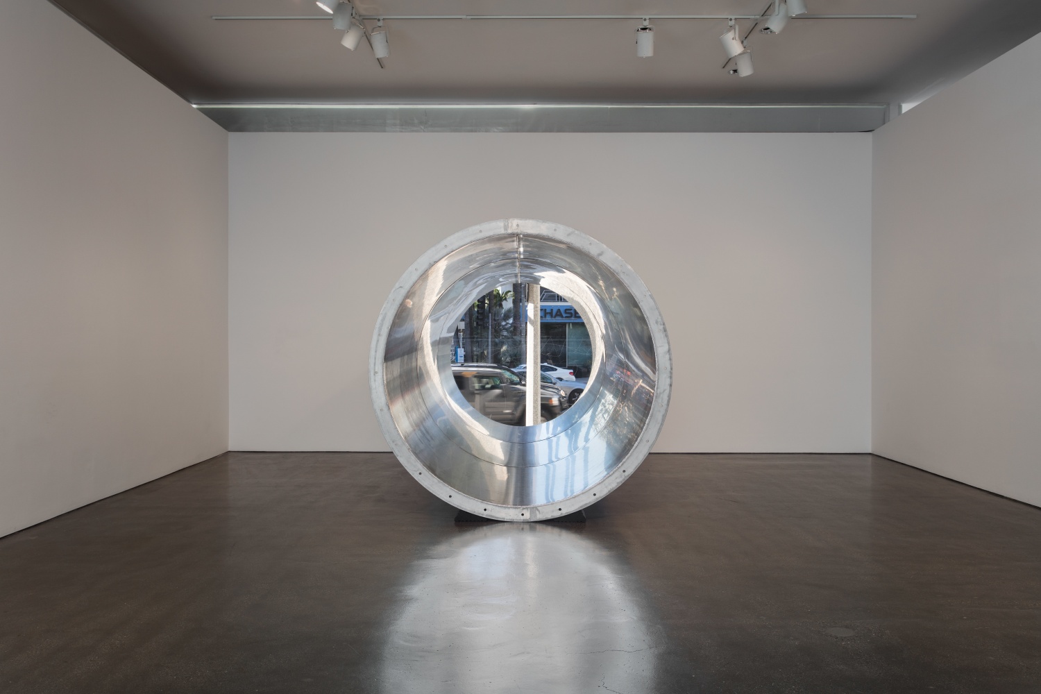 Installation view of sculpture by Oscar Tuazon