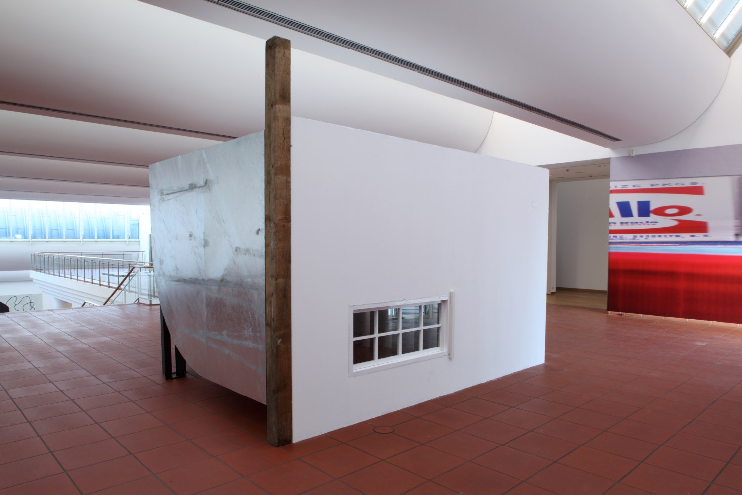 Installation view of sculpture by Oscar Tuazon