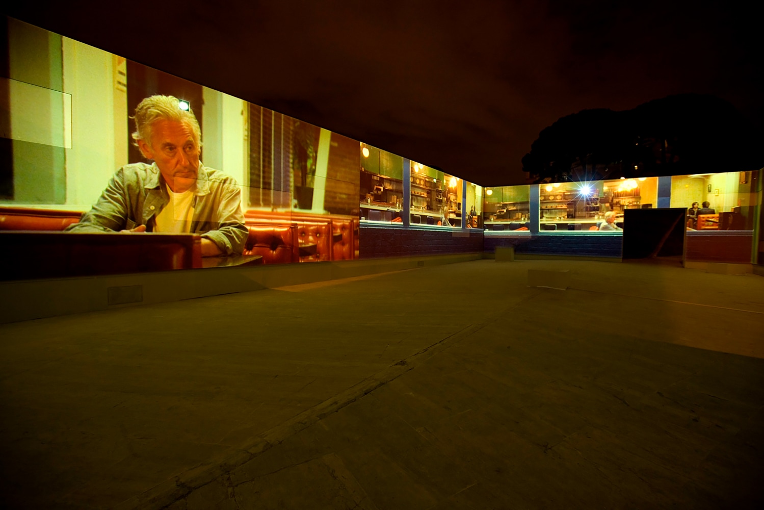 Installation view of living art installation by Doug Aitken