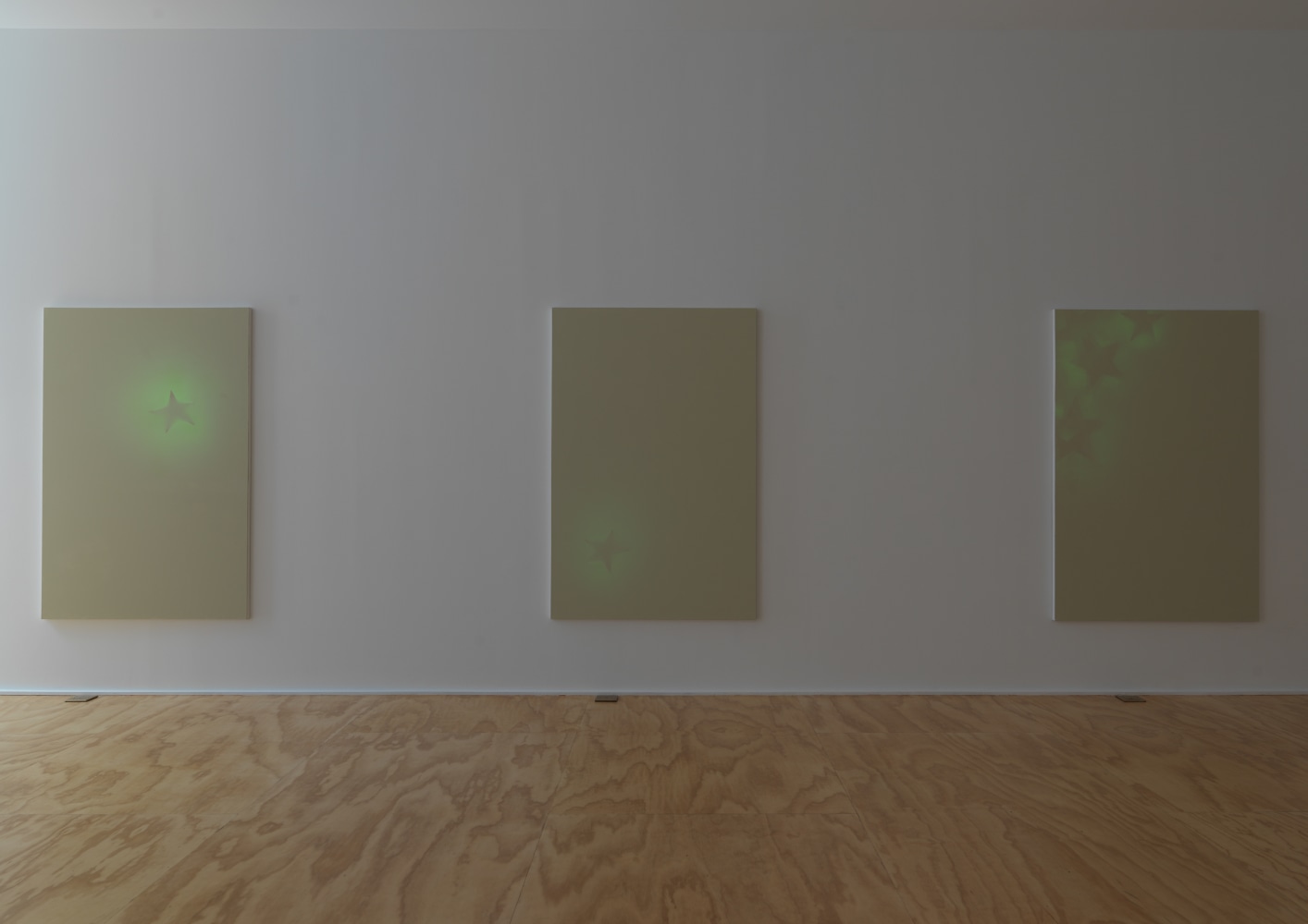 Installation view of paintings by Koo Jeong A