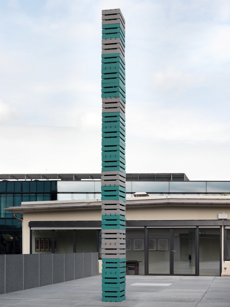 Installation view of Valentin Carron outdoor sculpture