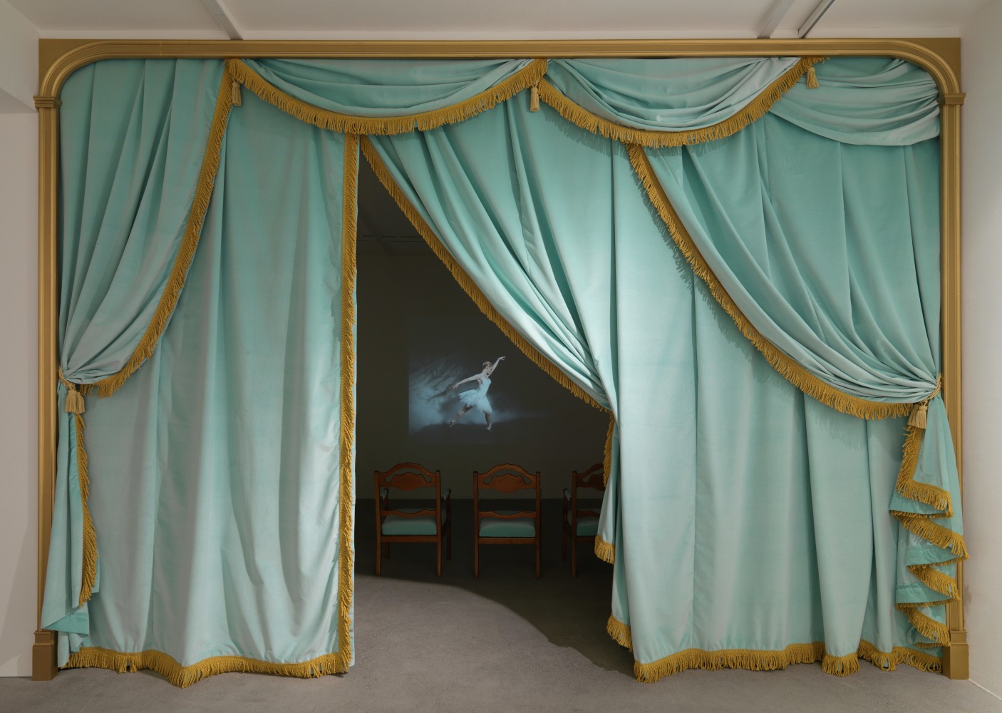 Installation view of Karen Kilimnik painting, photography, and installation exhibition