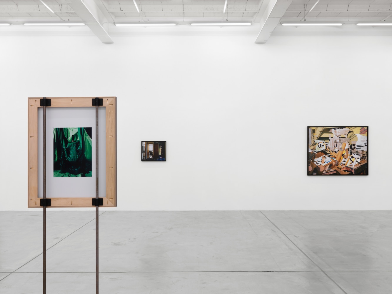 Installation view of Lucas Blalock photography and sculpture exhibition