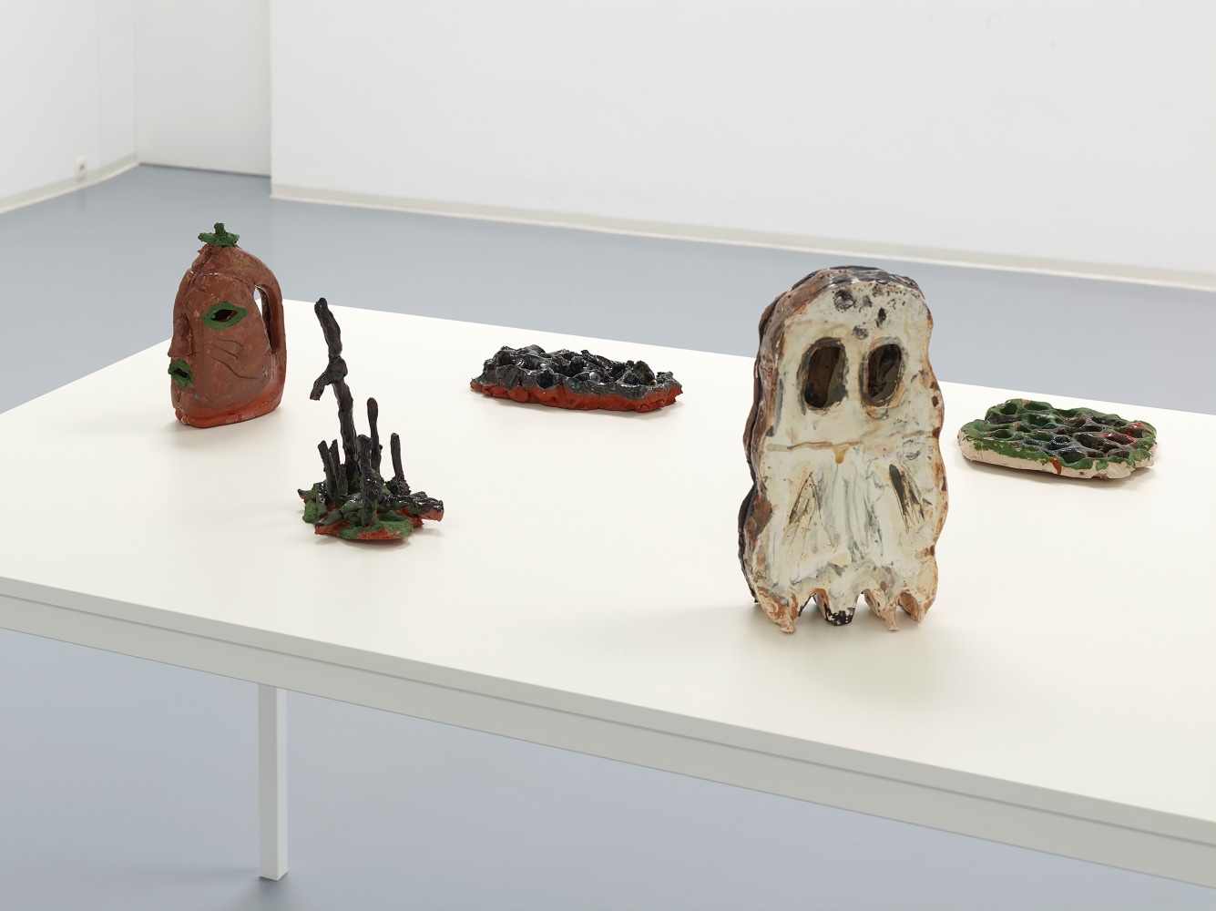 Installation view of sculptures by Josh Smith