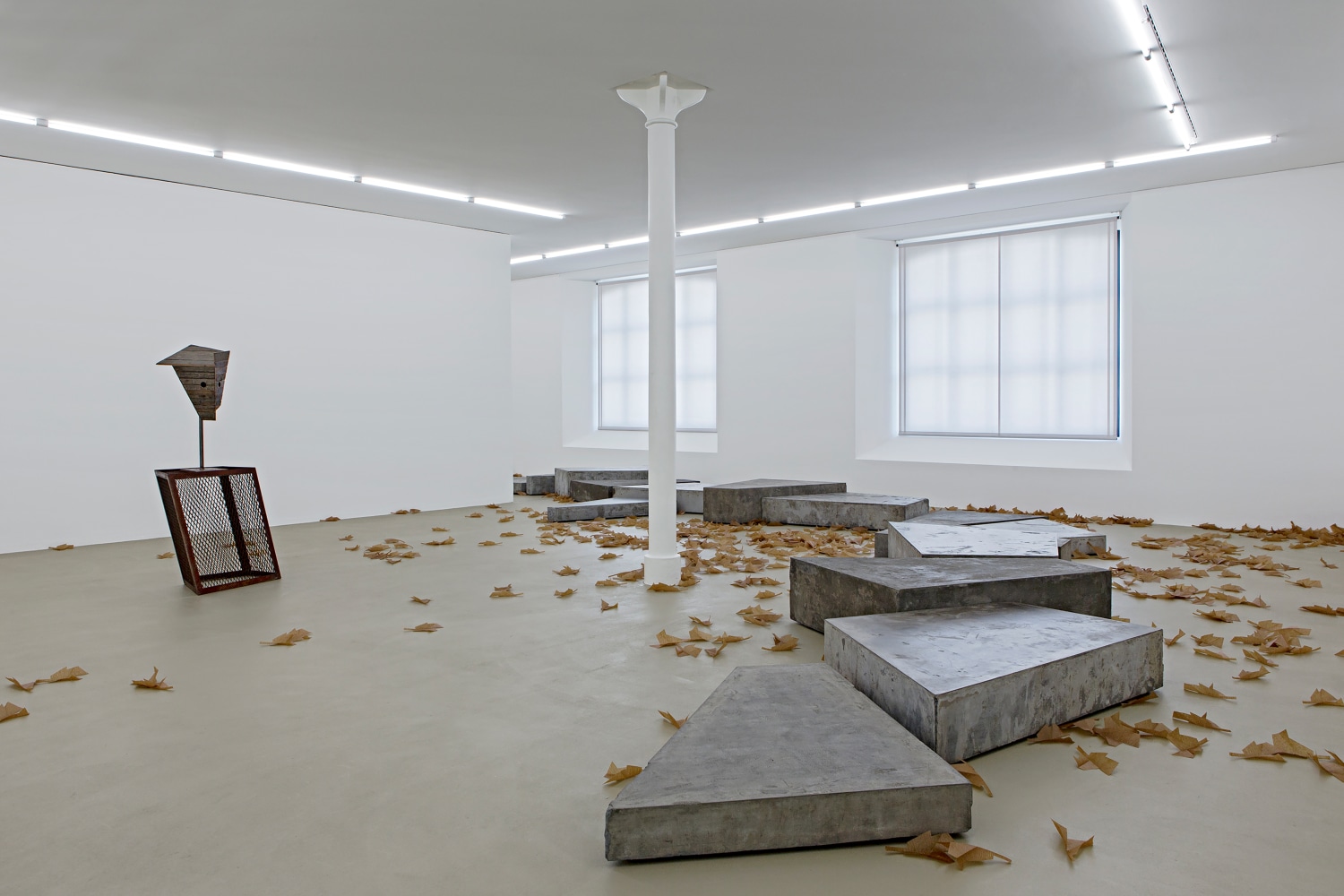 Installation view of sculptures by Martin Boyce