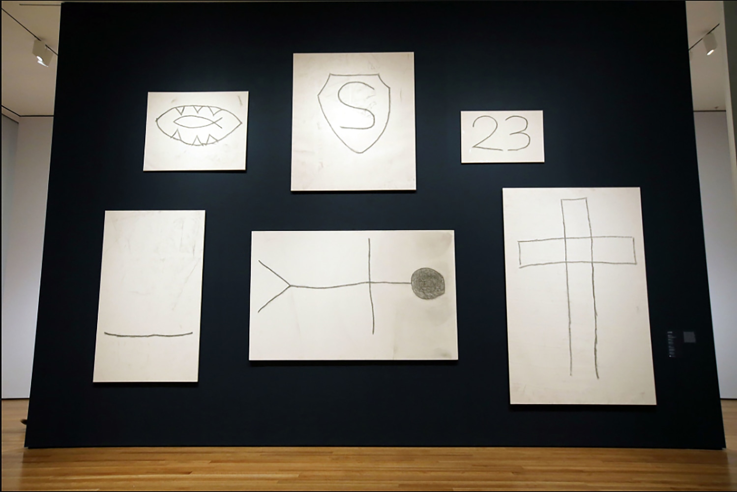 Installation view of works by Joe Bradley