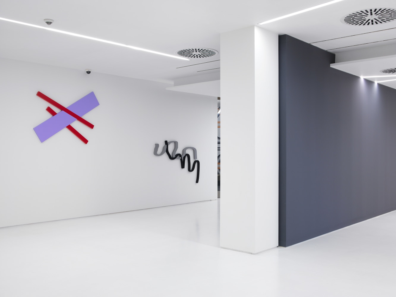 Installation view of wall works by Gerwald Rockenschaub