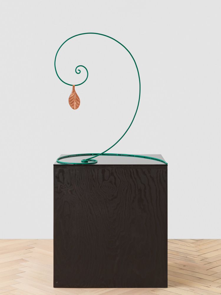 Valentin Carron The Last Leaf 2020 Copper, iron, enamel paint Sculpture 84 x 70 x 60 cm / 33 1/8 x 27 1/2 x 23 5/8 in Pedestal 75 x 70 x 60 cm / 29 1/2 x 27 1/2 x 23 5/8 in