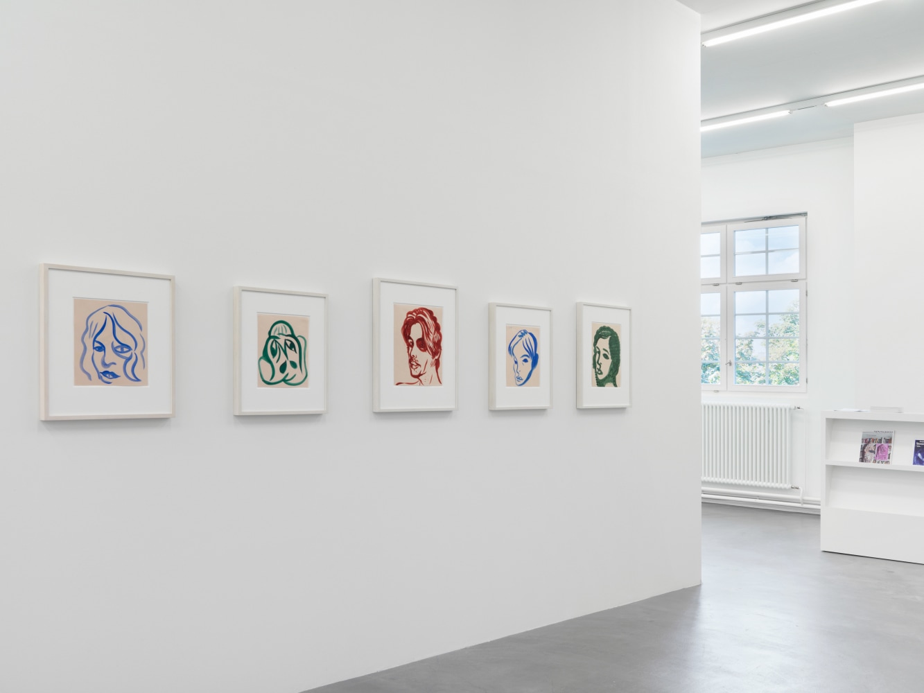 Installation view of Steven Shearer paintings, drawings, and printed works exhibition