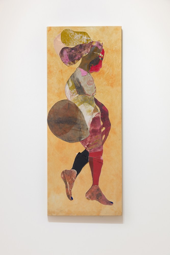 Installation view of paintings by Tschabalala Self