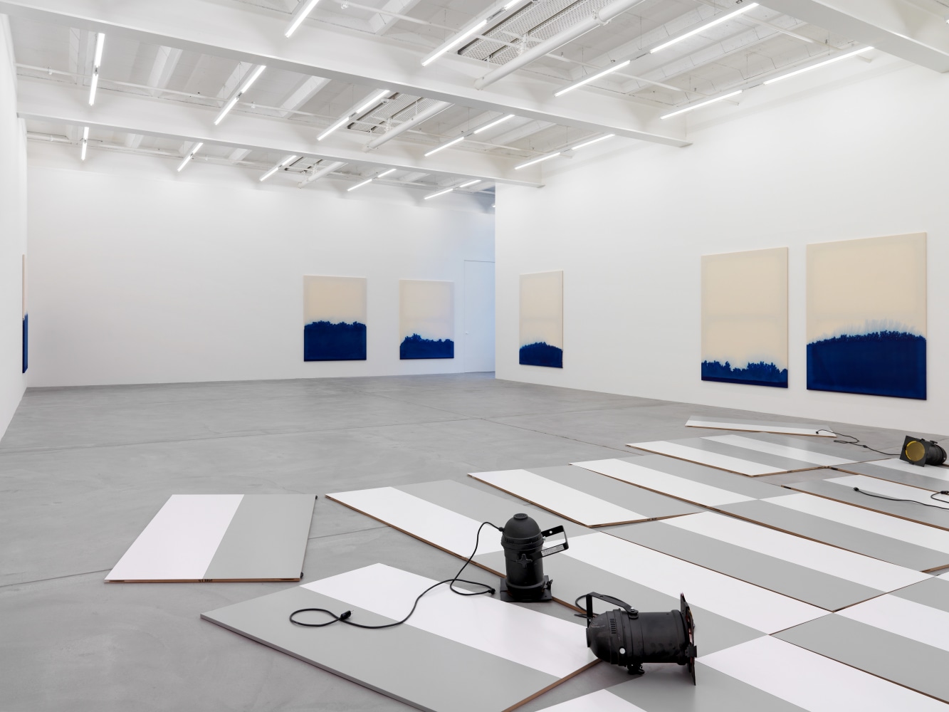 Installation view of paintings and sculptures by Latifa Echakhch