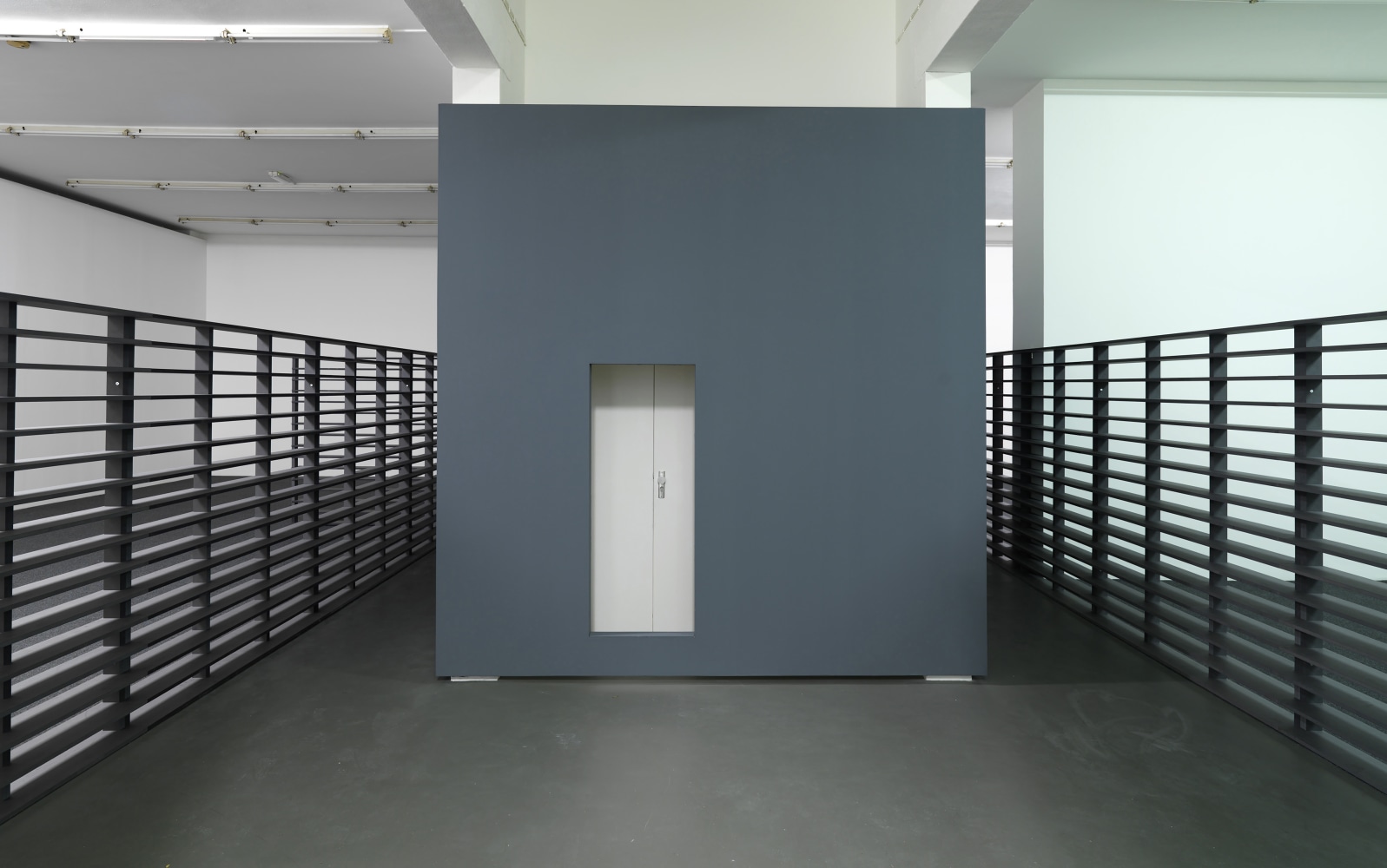 Installation view of sculptures by Liam Gillick