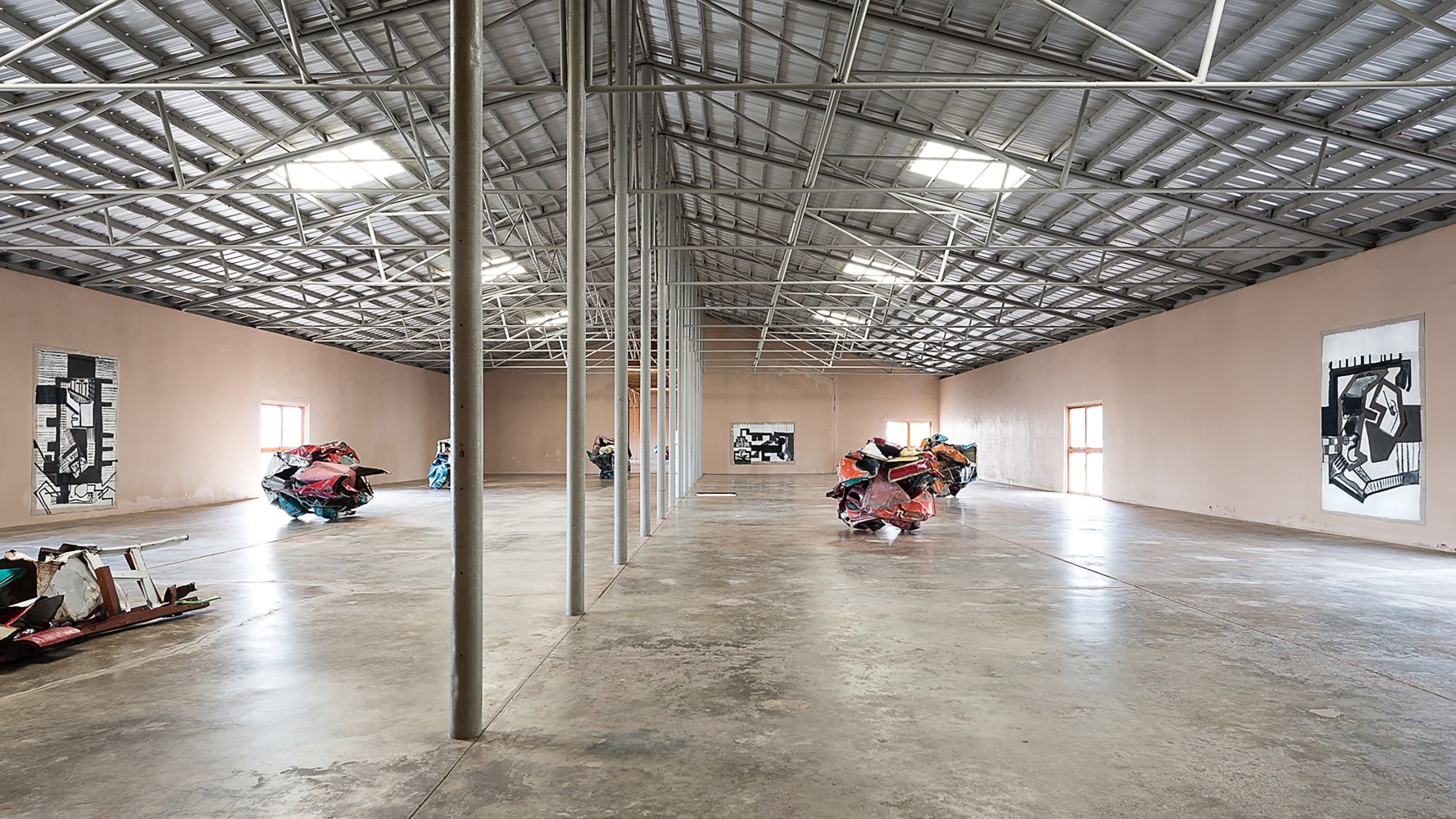 Installation view of paintings by Tobias Pils