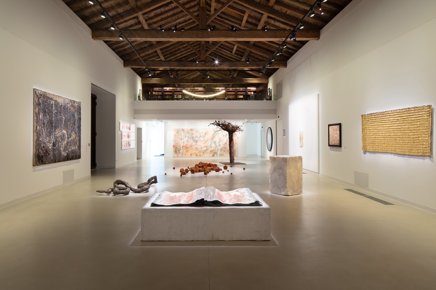 Installation view of painting by Sam Falls and works by other artists