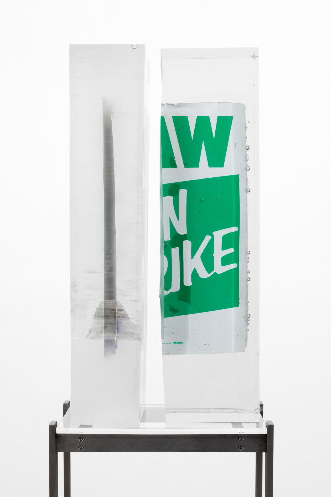 MATTHEW ANGELO HARRISON
Riven
2024
Strike signs, polyurethane resin, steel, acrylic
Sculpture 81 x 33 x 20 cm / 31 7/8 x 13 x 7 7/8 in
Pedestal 101 x 47 x 25 cm / 39 3/4 x 18 1/2 x 9 7/8 in
HARRI60089