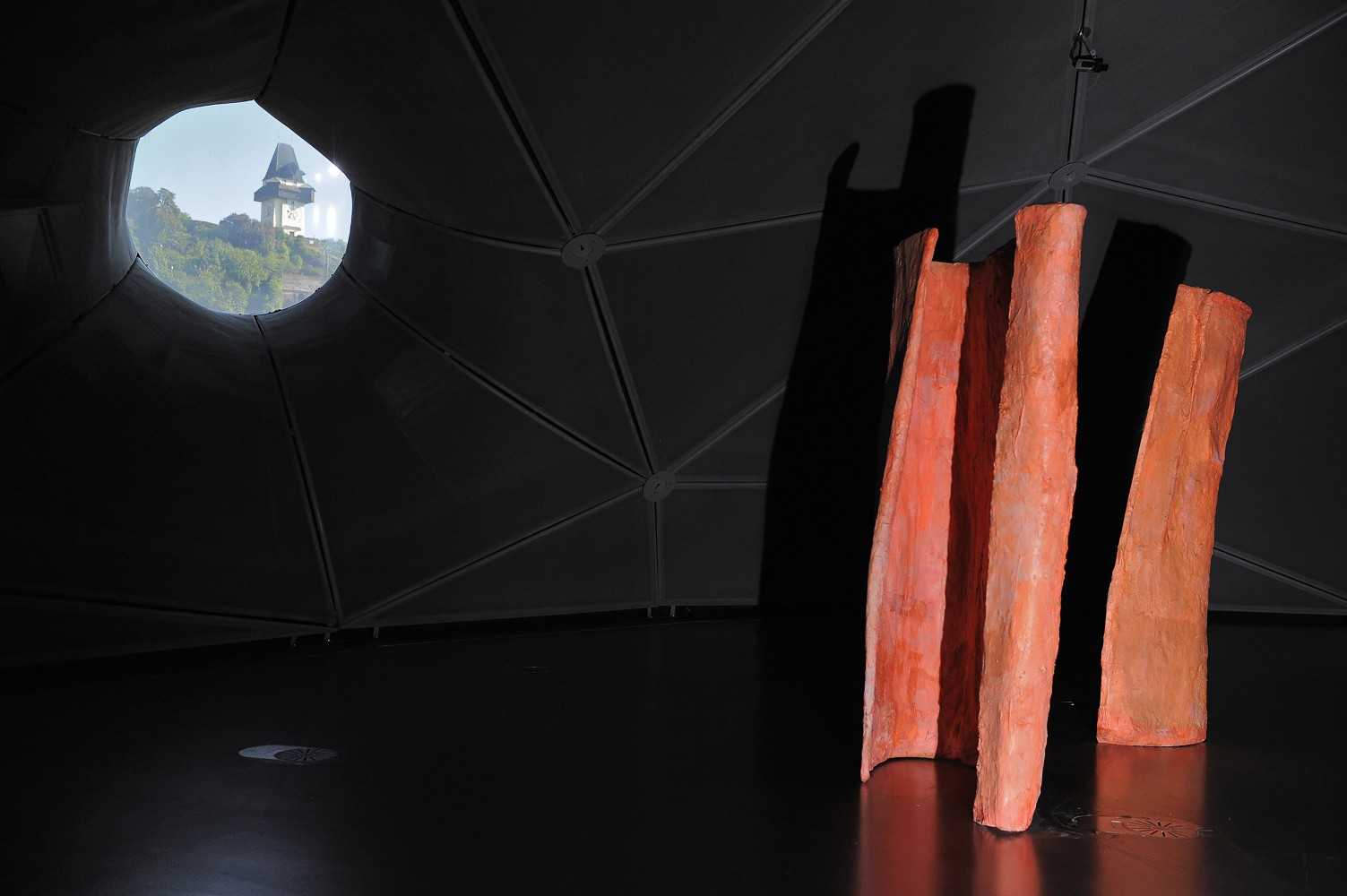 Installation view of works by Franz West