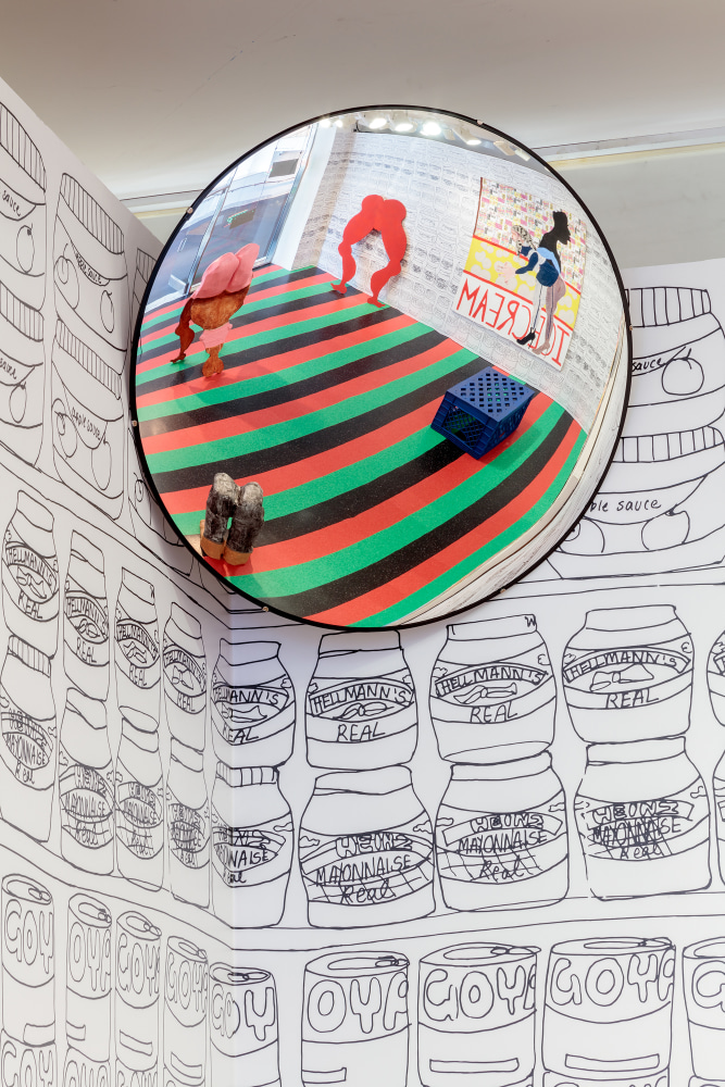 Installation view of sculpture by Tschabalala Self