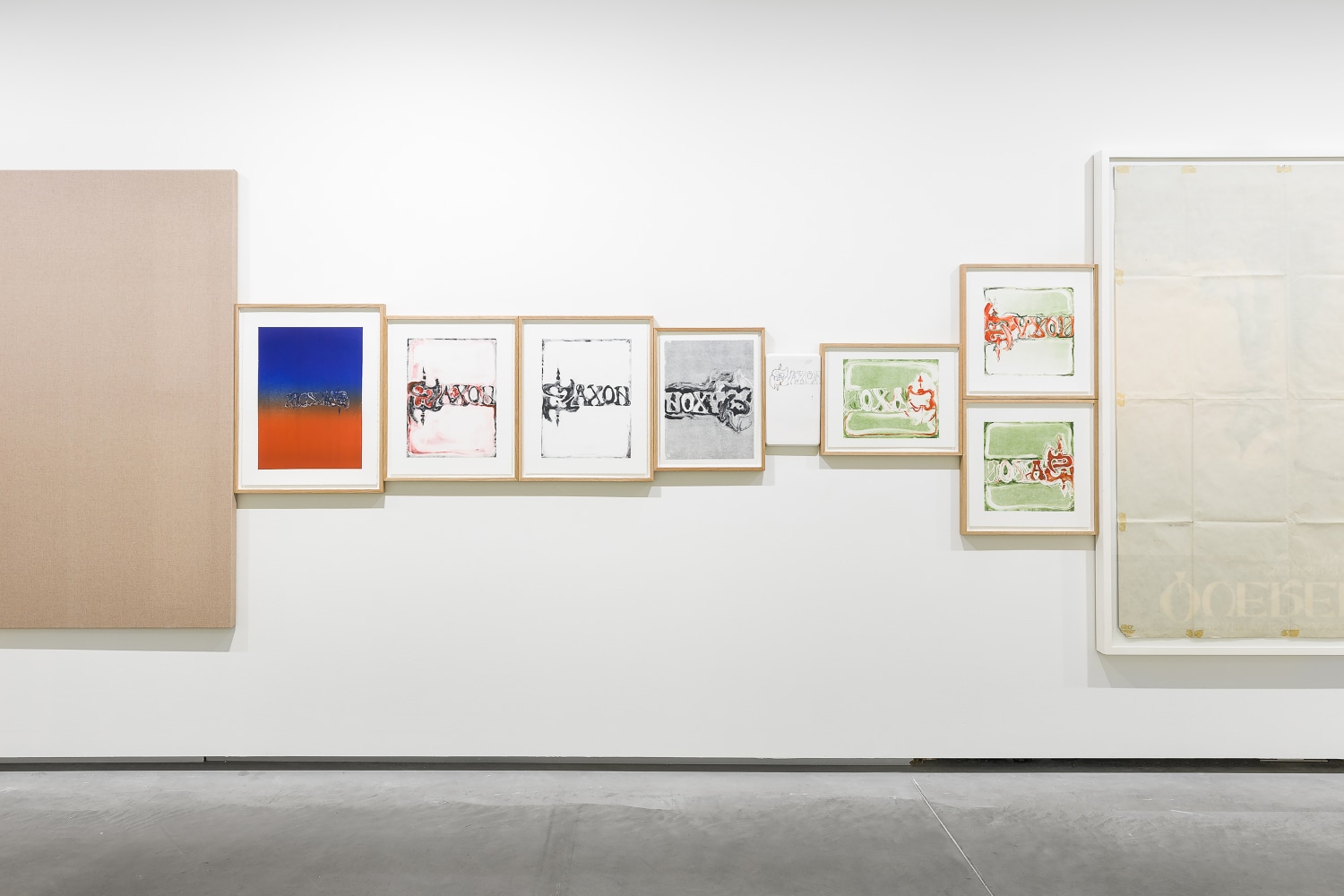 Installation view of sculptures by Matias Faldbakken