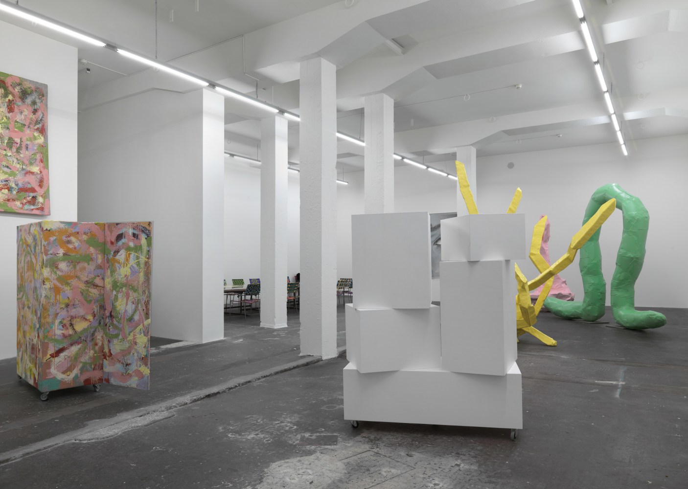 Installation view of Franz West sculptures exhibition