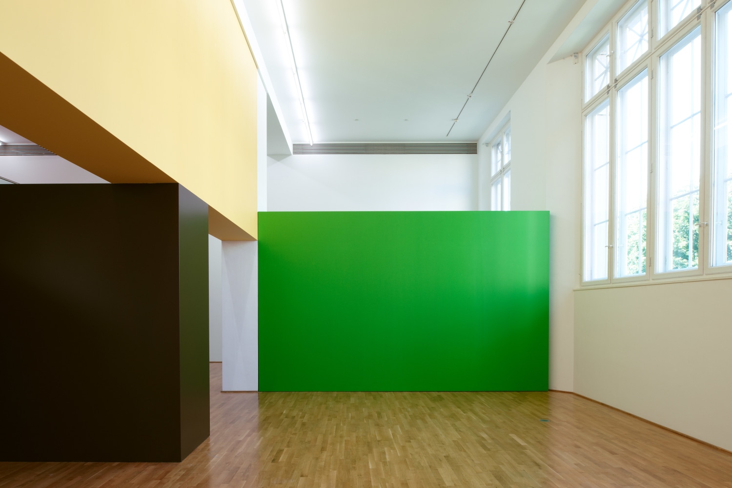 Installation view of wall works by Gerwald Rockenschaub