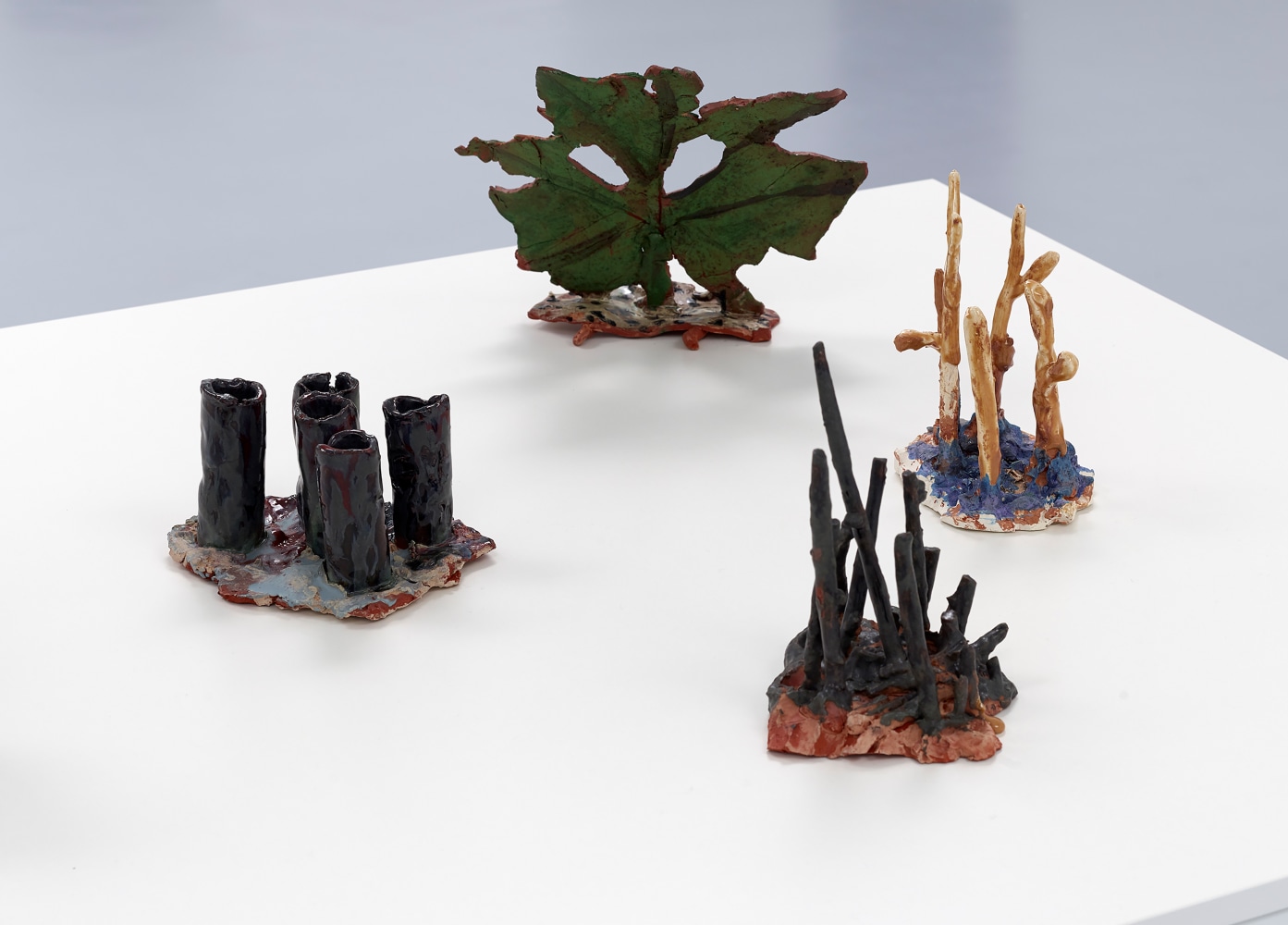 Installation view of sculptures by Josh Smith