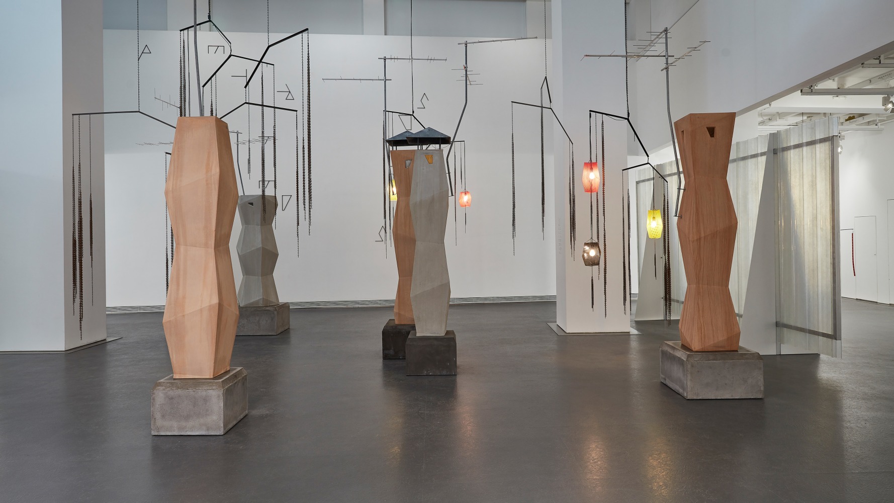 Installation view of sculptures by Martin Boyce