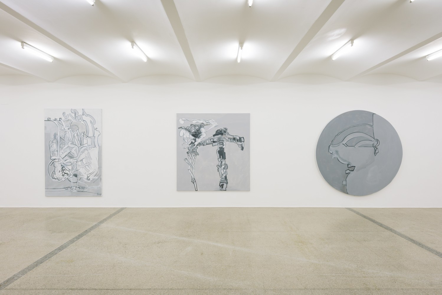Installation view of paintings by Tobias Pils