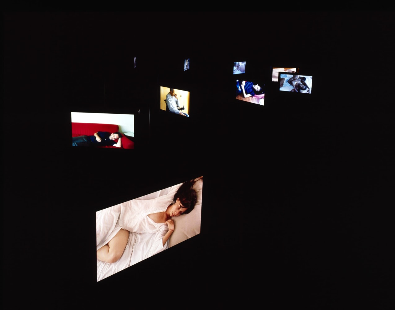 Installation view of Doug Aitken video exhibition