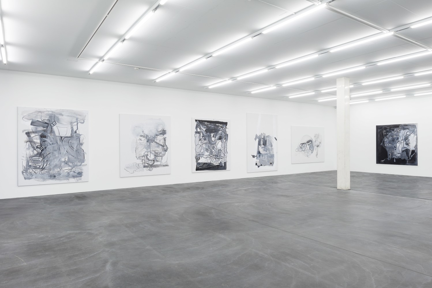 Installation view of Tobias Pils paintings and works on paper exhibition
