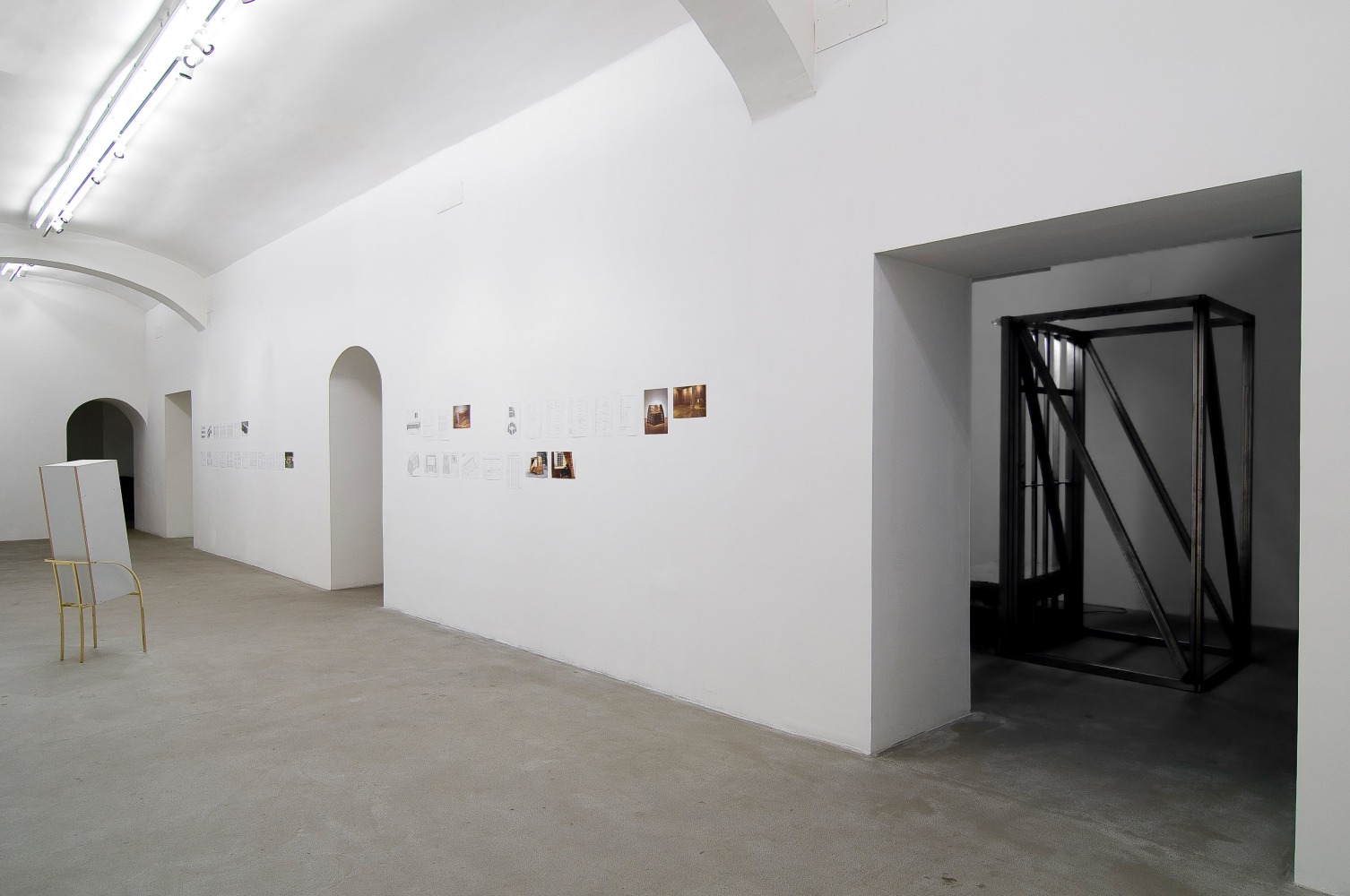Installation view of works by Oscar Tuazon