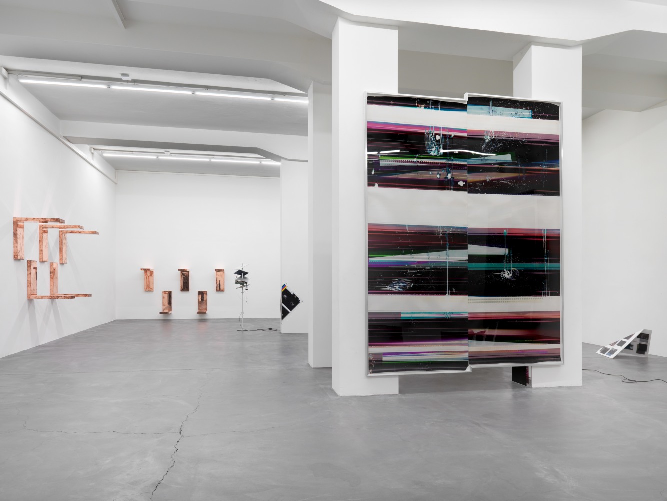 Installation view of Walead Beshty photography and sculpture exhibition