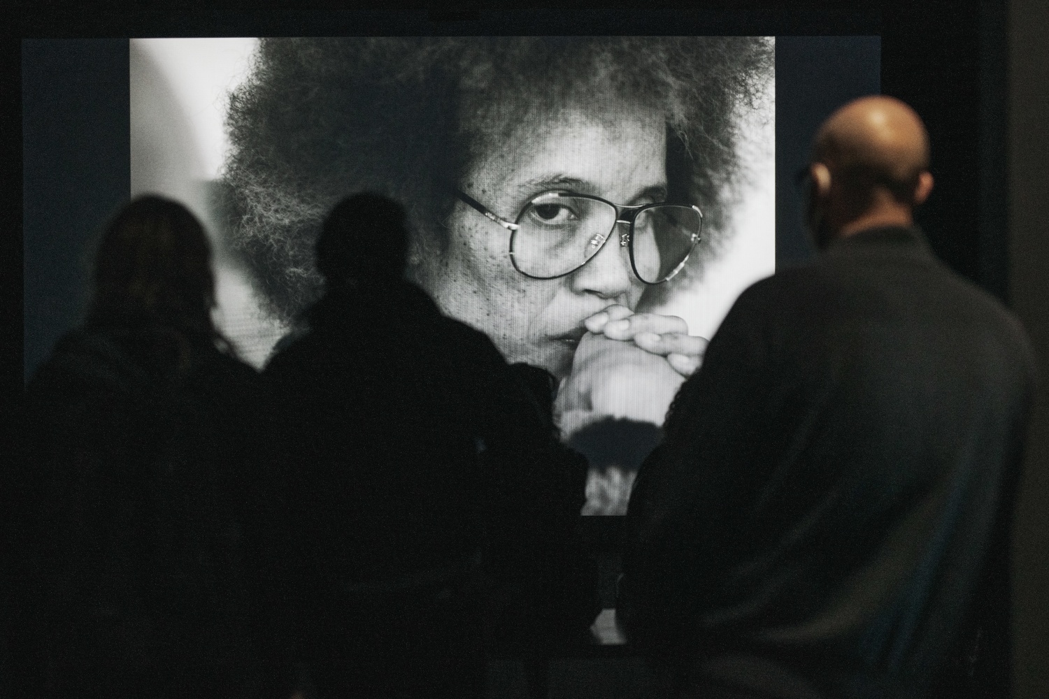 installation view of black and white painting by Adam Pendleton