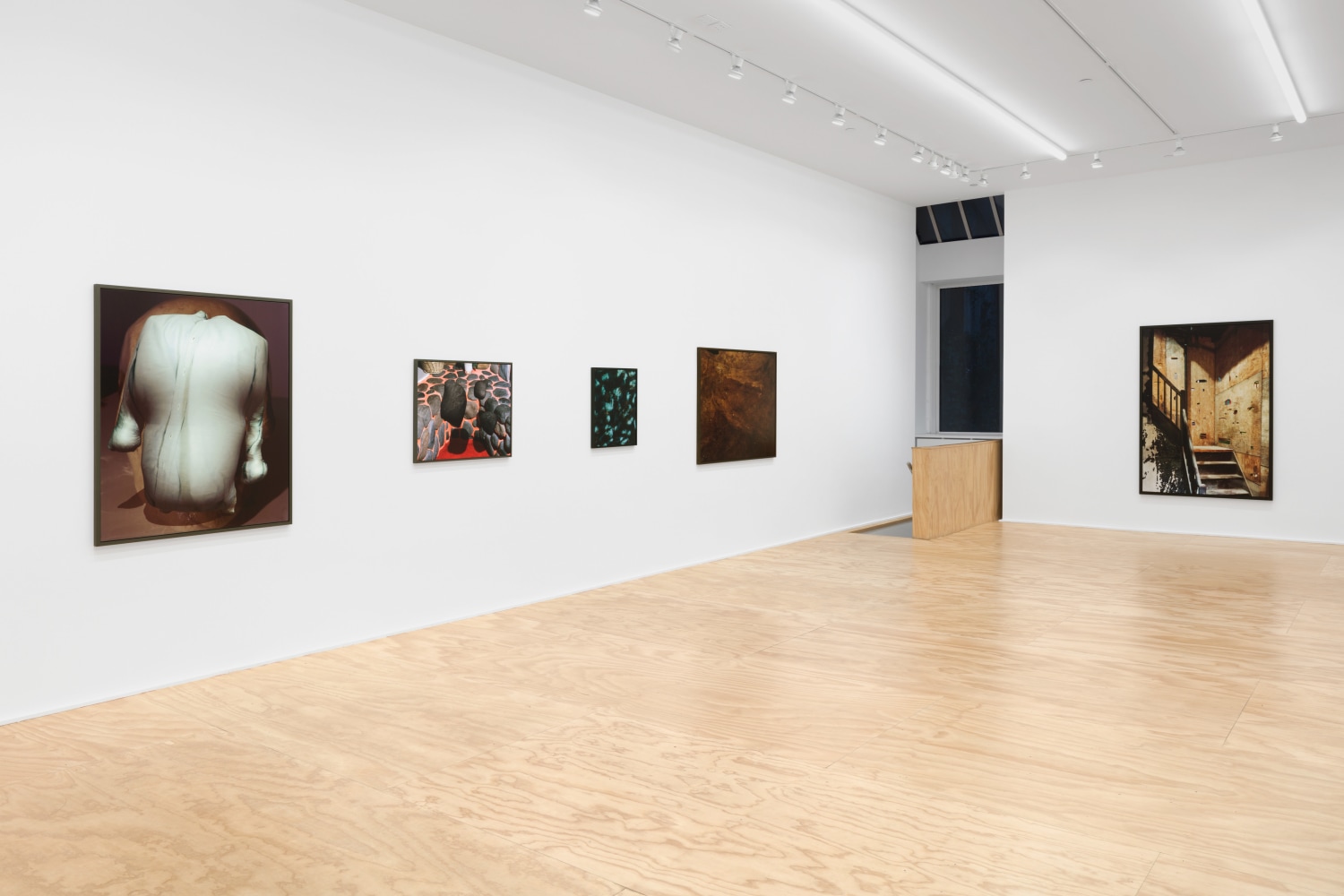 Installation view of Lucas Blalock photography and sculpture exhibition