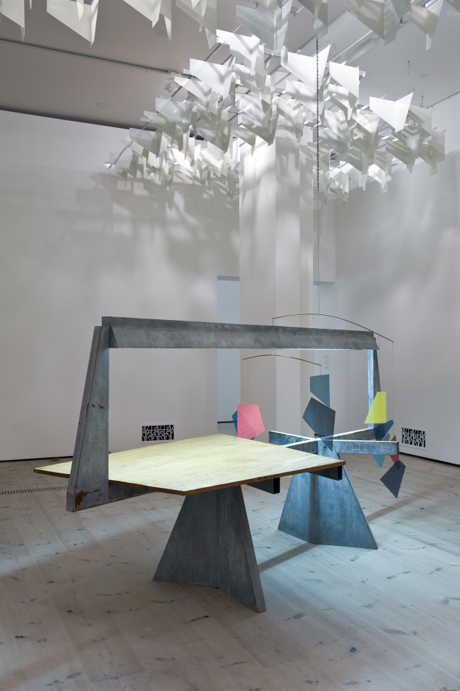 Installation view of sculptures by Martin Boyce