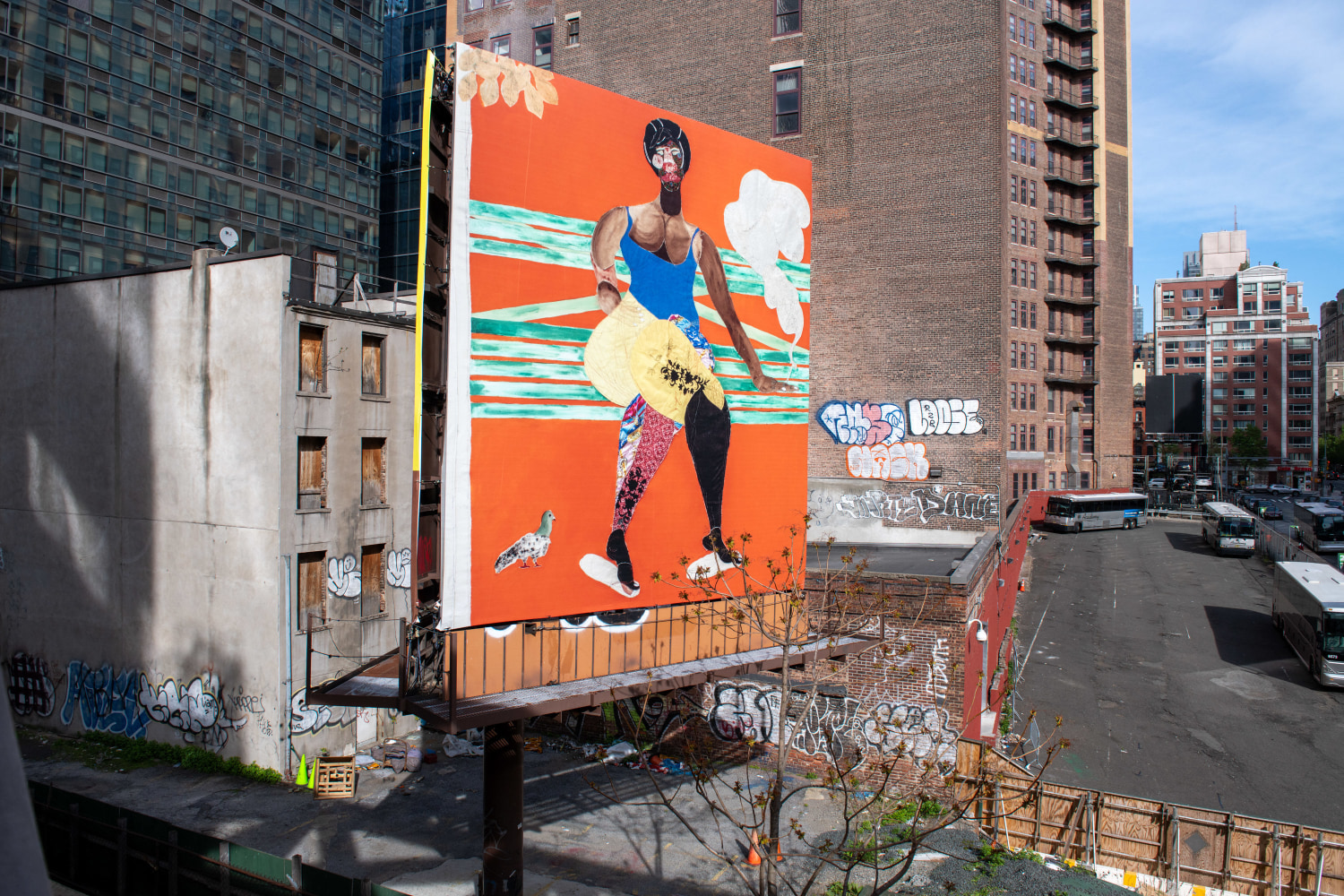 Installation view, Tschabalala Self, Loosie in the Park, Highline Billboard, New York, 2024
