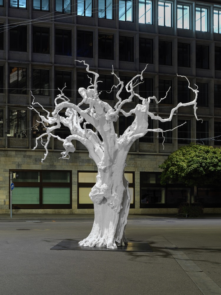 Installation view of sculpture by Ugo Rondinone