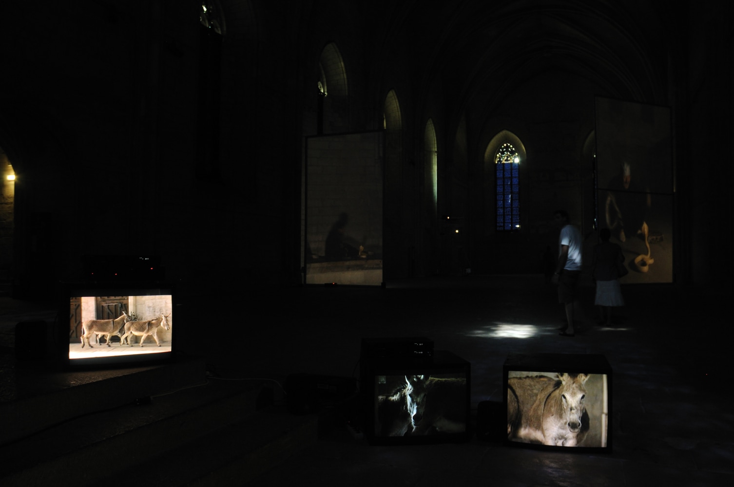 Installation view of video work by Douglas Gordon