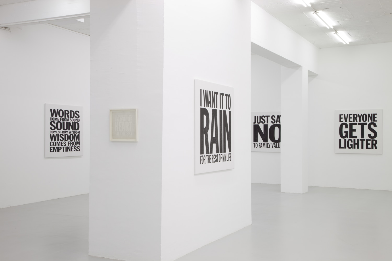 Installation view of wall works by John Giorno