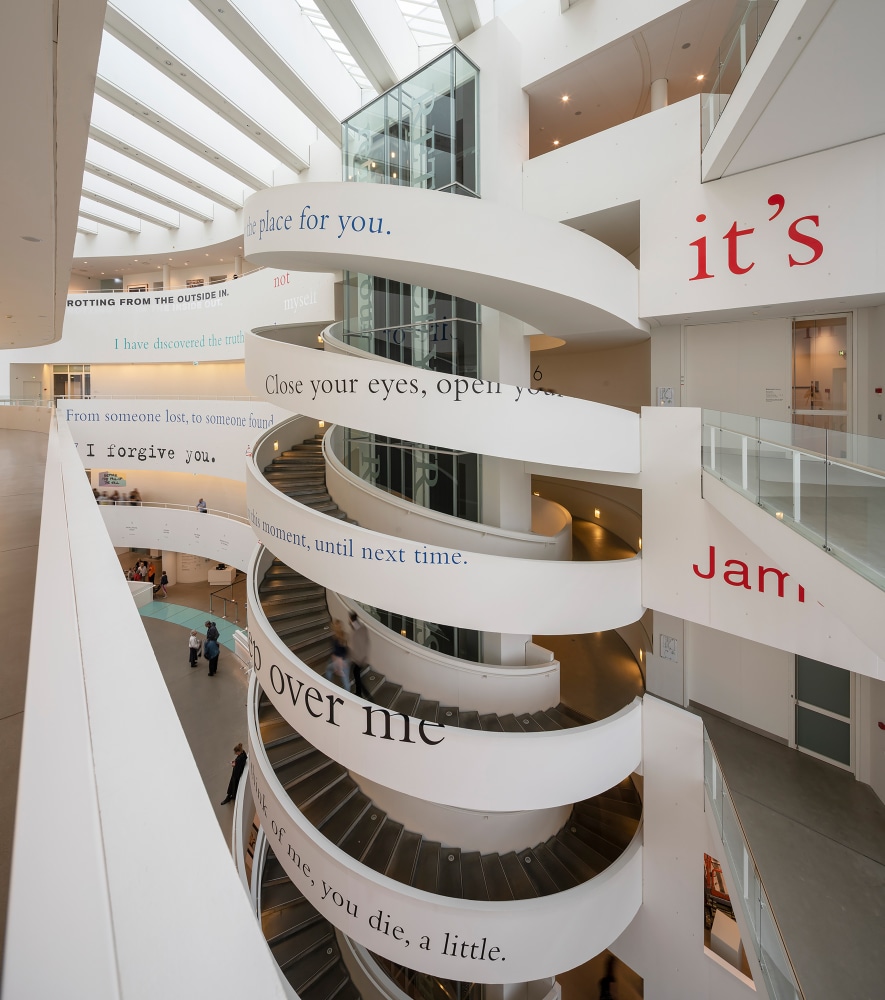 Installation view of wall quotes by Douglas Gordon
