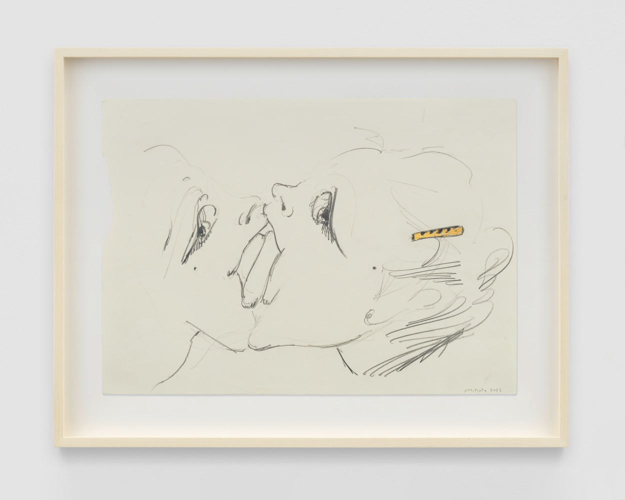 Tonguelets

2023

Gold foil and pencil on paper

Sheet 32 x 45 cm / 12 5/8 x 17 3/4 in

Frame 43.5 x 56 cm / 17 1/8 x 22 in

&amp;copy; Sofia Mitsola