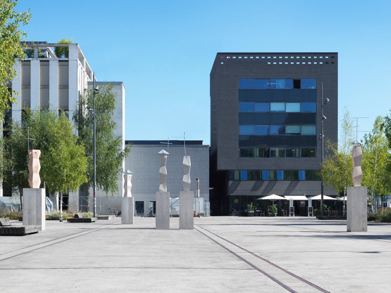 Installation view of sculptures by Martin Boyce