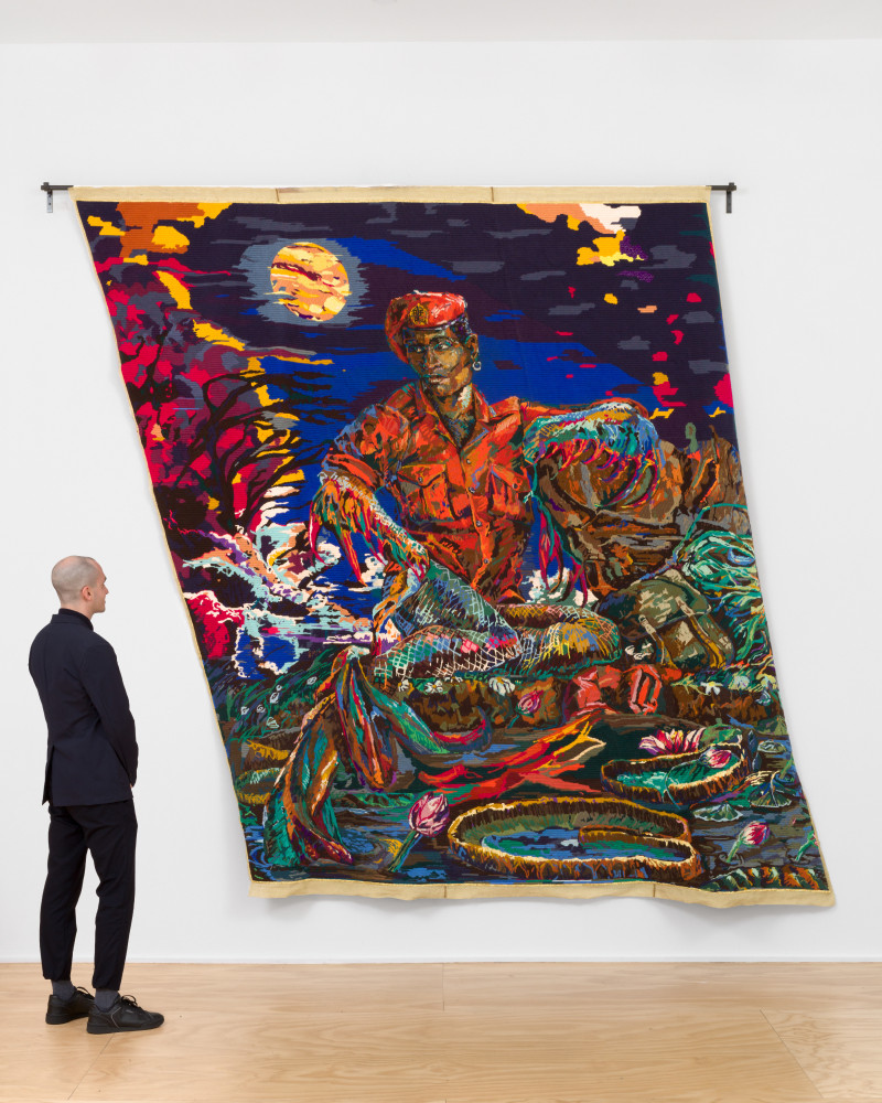 Inyanga yeDwarha
The Lunar Month of the Lily Pad&amp;nbsp;
From The Lunar Songbook
2021
Wool and thread on tapestry canvas
305 x 343 cm / 120 x 135 in
RUGA 48498

&amp;nbsp;