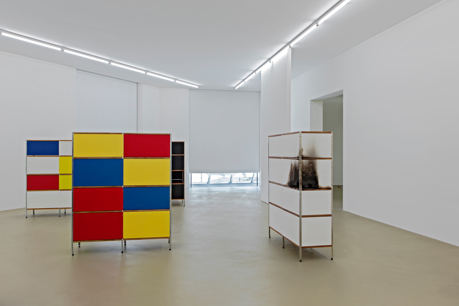 Installation view of sculptures by Martin Boyce