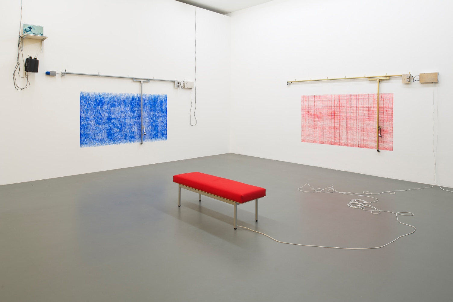 Installation view of sculptures by Angela Bulloch