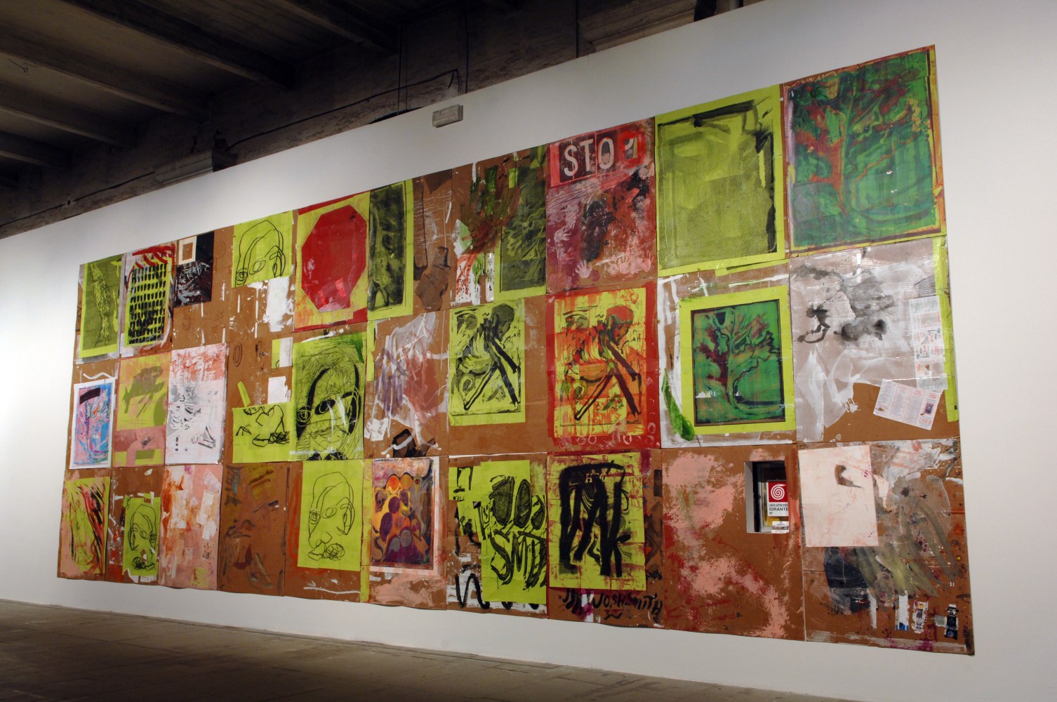 Installation view of paintings by Josh Smith