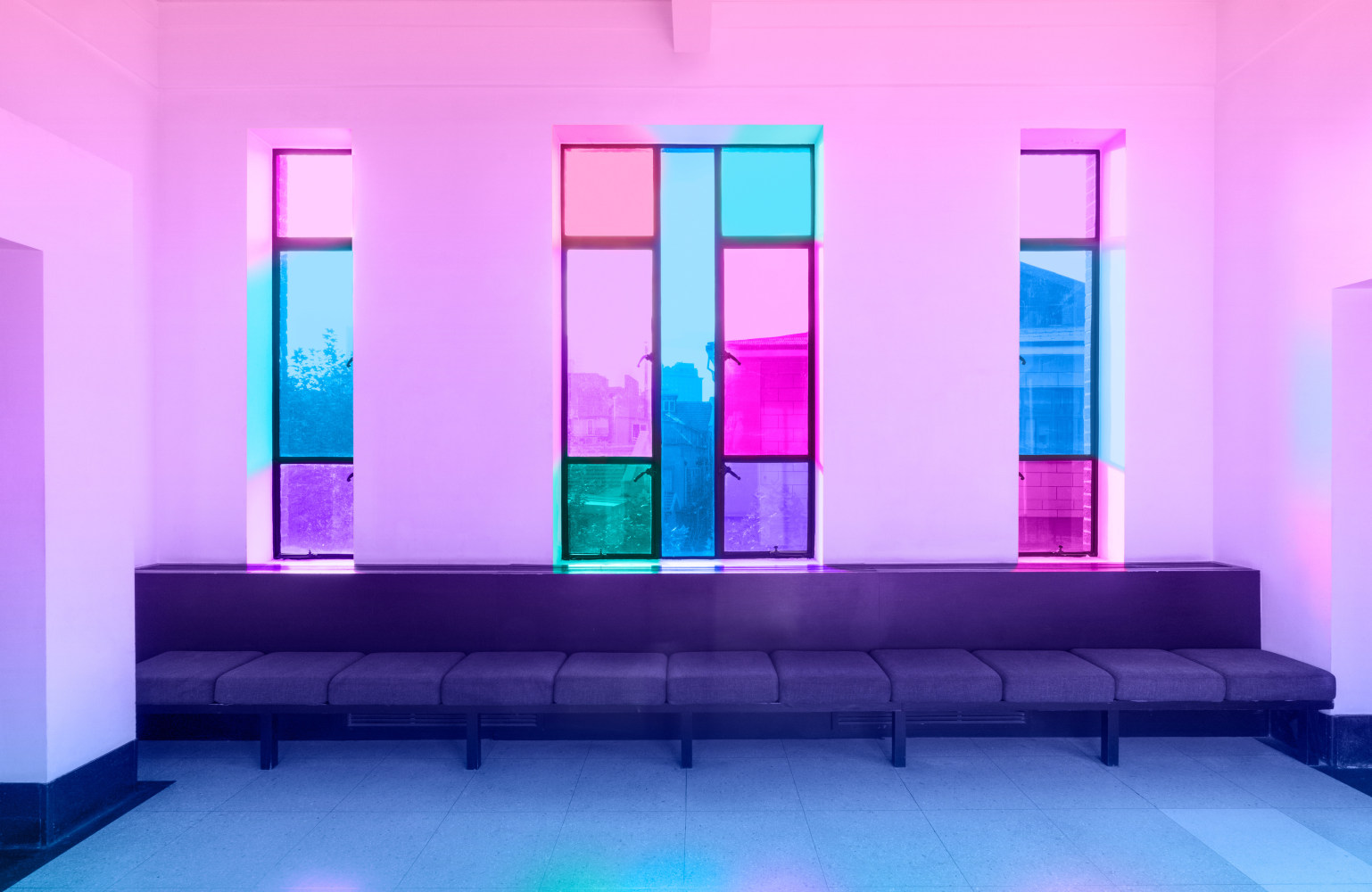 Installation view of sculptures by Ugo Rondinone