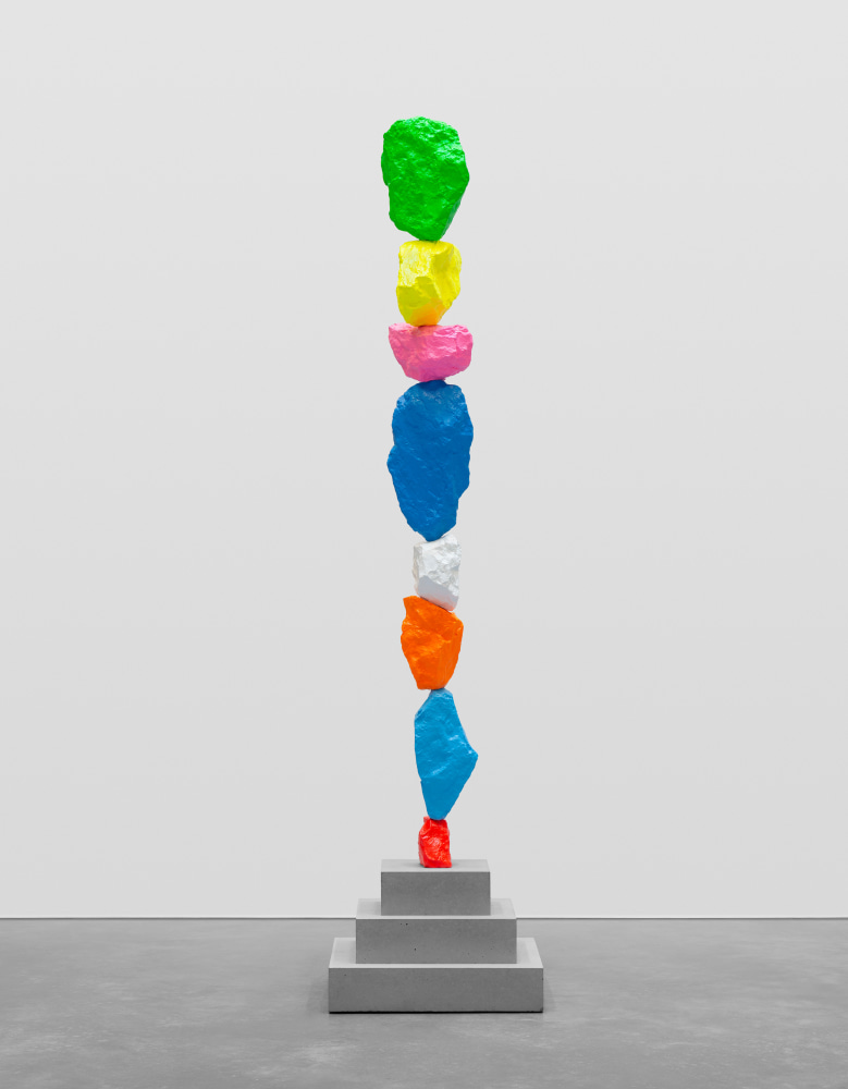 red blue orange white blue pink yellow green mountain

2024

Painted stone, stainless steel, concrete base

Sculpture 184 x 27 x 25 cm / 72 1/2 x 10 5/8 x 9 7/8 in

Pedestal 30 x 50 x 50 cm / 11 3/4 x 19 5/8 x 19 5/8 in

&amp;copy; Ugo Rondinone