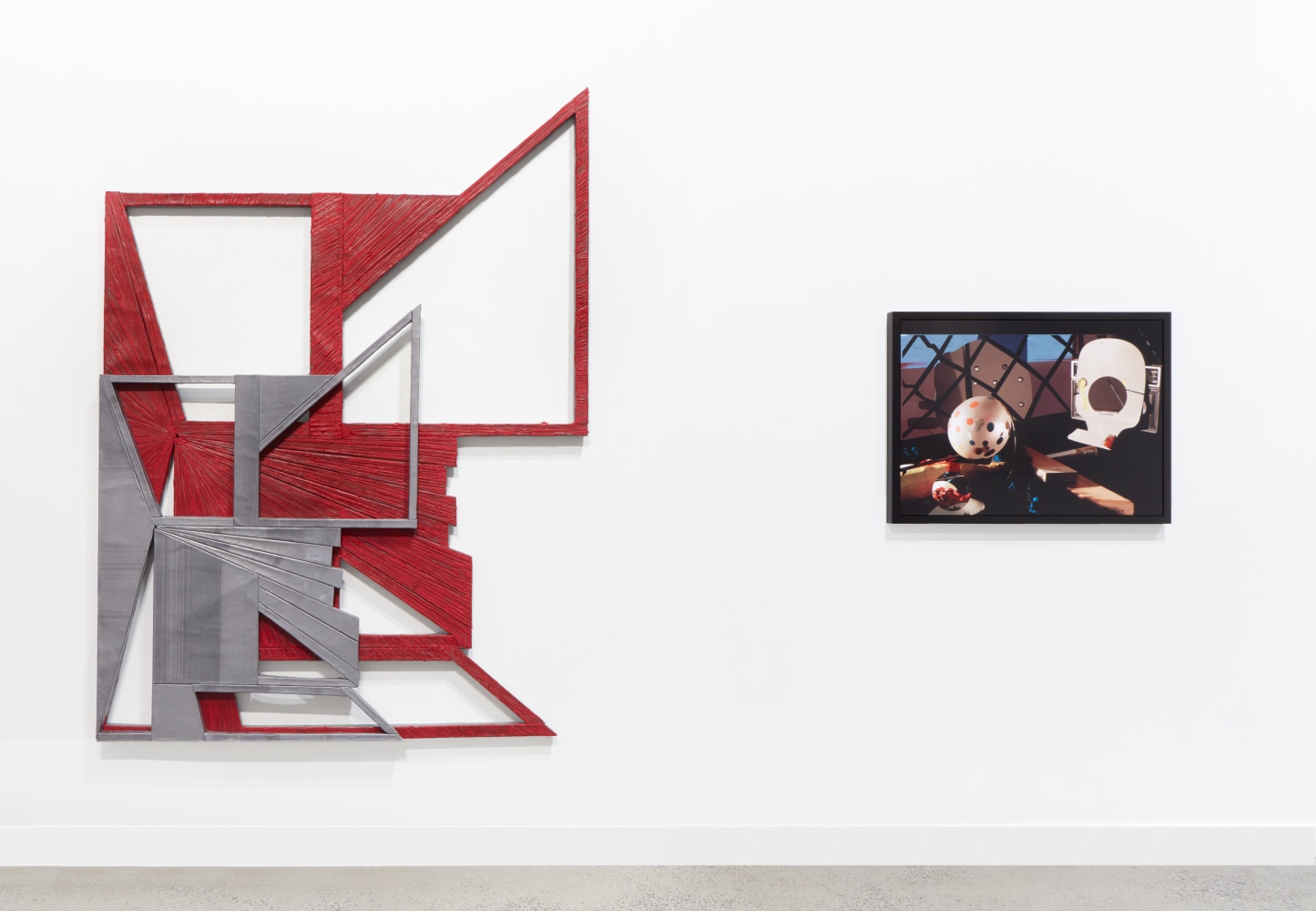 installation view of works by Lucas Blalock and Wyatt Kahn