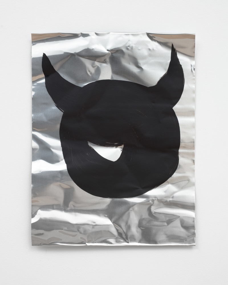 drawing of a devil on a metal plate by Sarah Ortmeyer