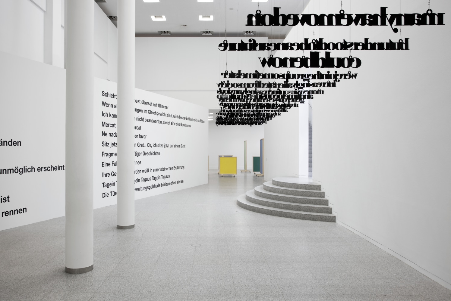 Installation view of sculptures by Liam Gillick